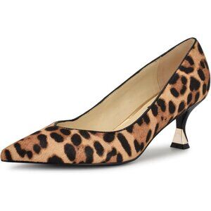 Nine West Womens Leopard 120 Leather Closed Pointed Toe Kitten Heels Pumps Shoes